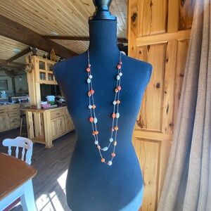 Elegant Orange and White Beaded Necklace